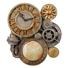 Design Toscano Gears of Time Steampunk Wall Clock Sculpture, Large 25 Inch, Polyresin, Full Color