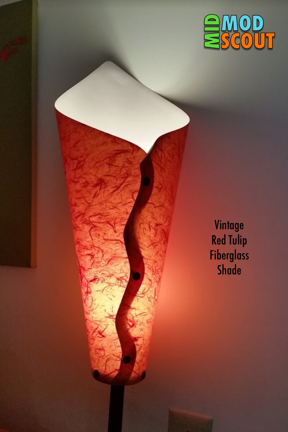 Buying Mid Century Modern lamps - Shown is my vintage red tulip fiberglass shade lamp.