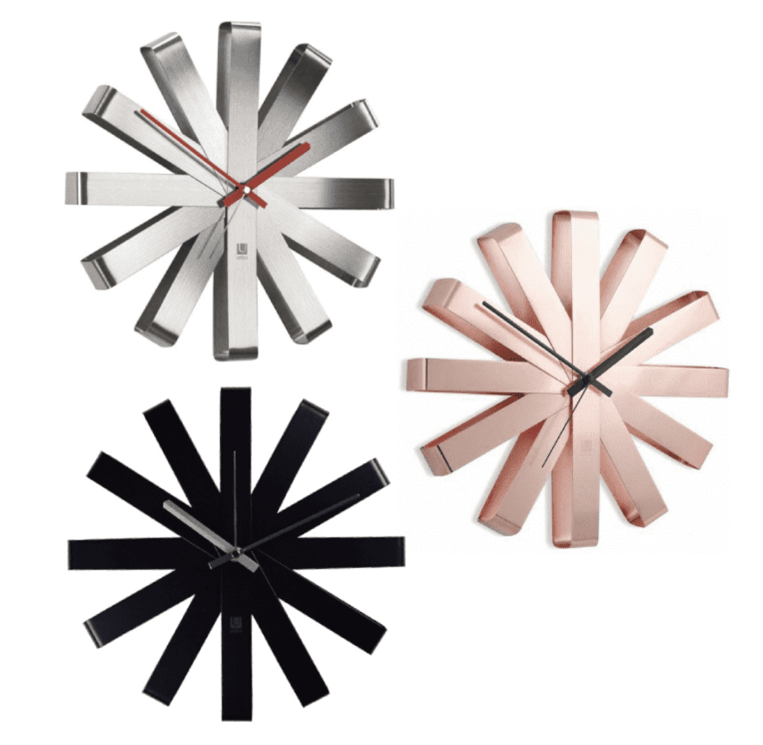 The original RIBBON WALL CLOCK in COPPER/Black by Umbra® - Picture